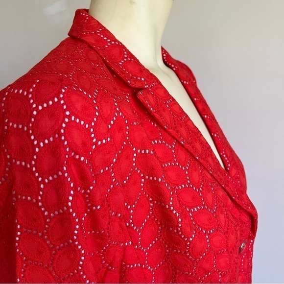 Nwt Talbots Women’s Orange & White Eyelet Button Blazer Jacket 12P - Picture 10 of 14